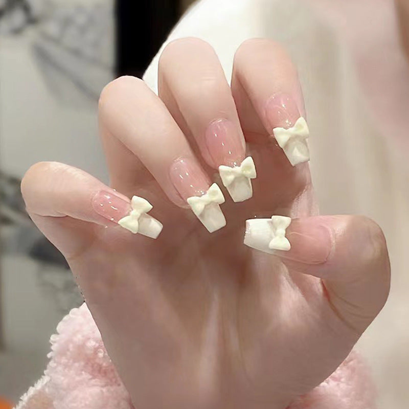 Long Square French Tip Nails | Press On Nails